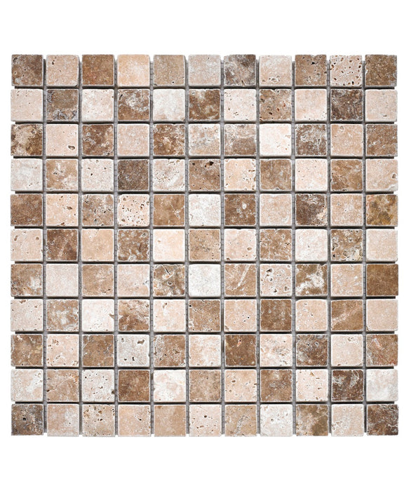 Mixed Travertine Square 25 Mosaic Tile