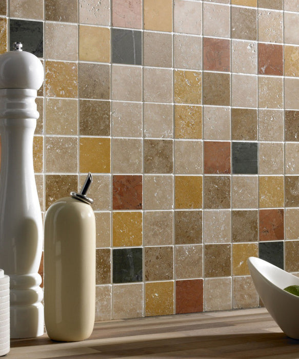 Polished Travertine/Marble Mix 5 Mosaic Tile