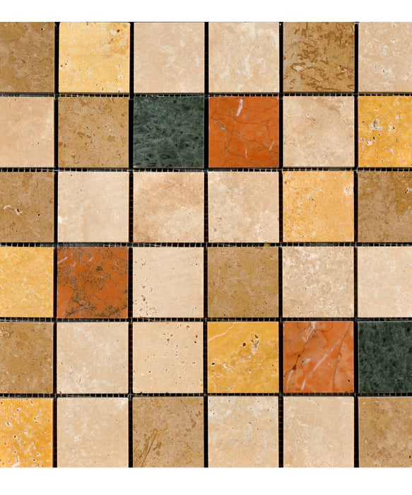 Polished Travertine/Marble Mix 5 Mosaic Tile