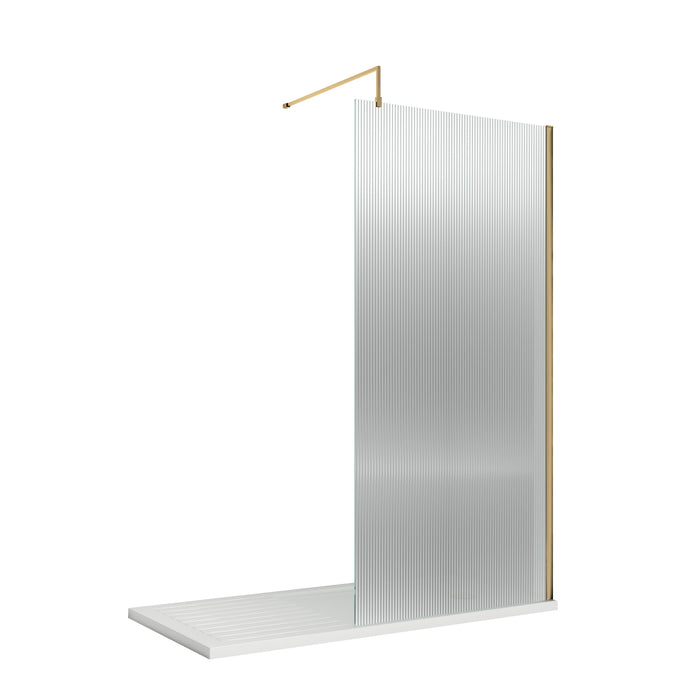 1000mm x 1850mm Fluted Wetroom Screen Including BAR