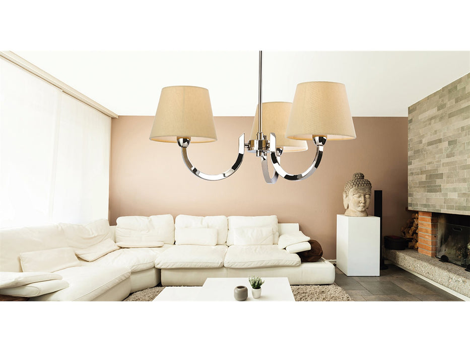 Fairmont 3 Light Fitting - Polished Stainless Steel with Cream Linen Shade