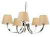 Fairmont 5 Light Fitting - Polished Stainless Steel with Cream Linen Shade