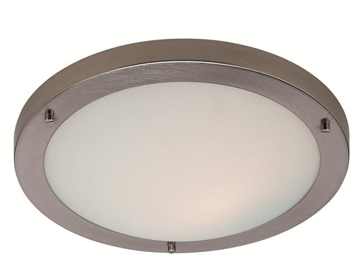 Rondo Flush Ceiling Fitting / Wall Light - Brushed Steel with Opal Glass