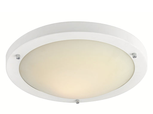 Rondo Flush Ceiling Fitting / Wall Light - Matt White with Opal Glass