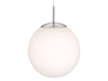 Globe Pendant - Brushed Steel with Opal White Glass