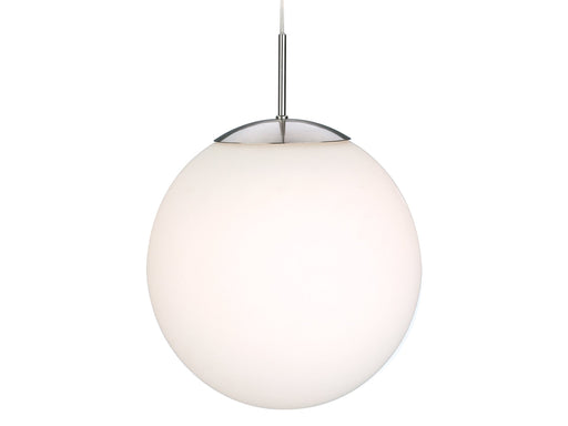 Globe Pendant - Brushed Steel with Opal White Glass