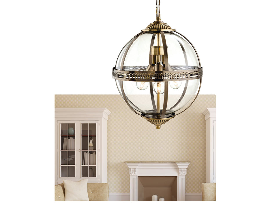 Mayfair Pendant - Antique Brass with Clear Glass