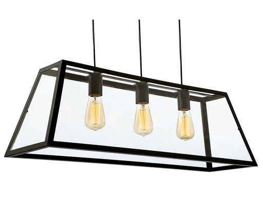 Kew 3 Light Pendant - Black with Clear Glass