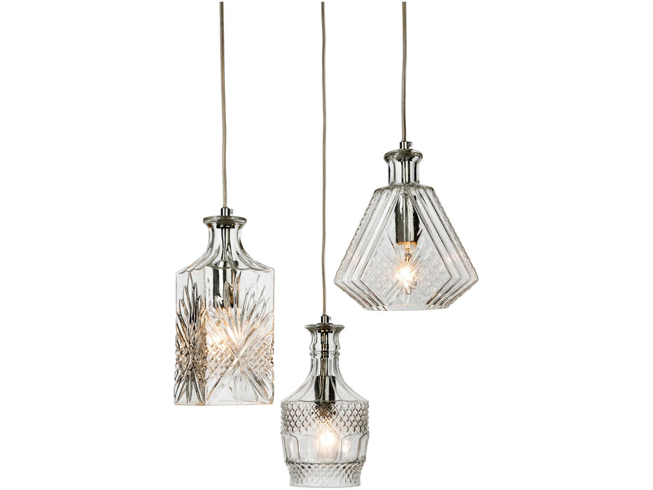 Decanter 3 Light Pendant - Chrome with Clear Decorative Glass