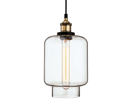 Empire Pendant - Antique Brass with Clear Glass