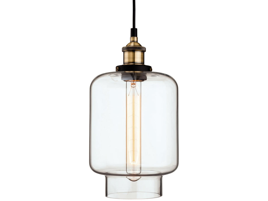 Empire Pendant - Antique Brass with Clear Glass