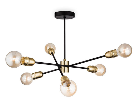 Trident Semi Flush Ceiling Fitting - Black with Brushed Brass