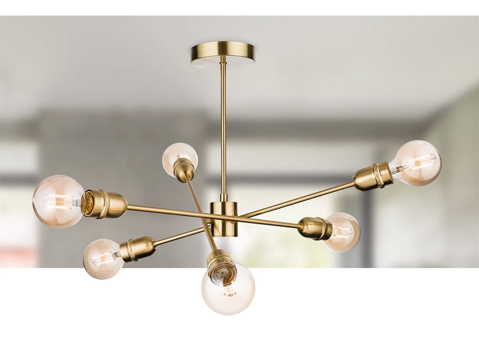 Trident Semi Flush Ceiling Fitting - Brushed Brass