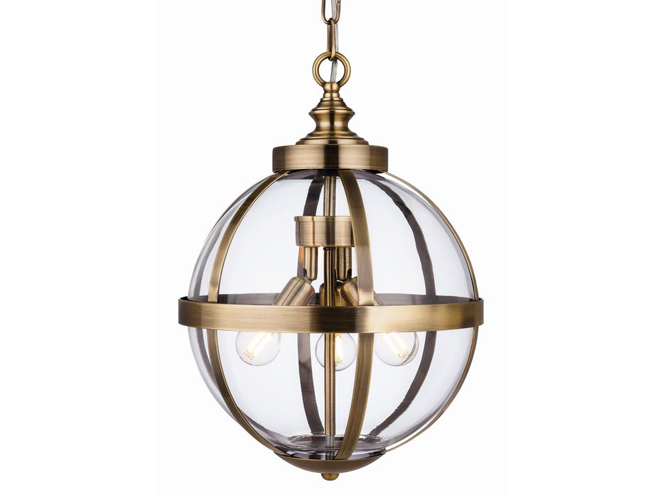 Monroe Pendant - Antique Brass with Clear Glass