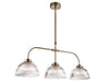 Ashford 3 Light Pendant - Antique Brass with Clear Ribbed Glass