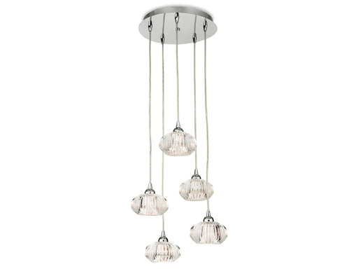 Lisbon 5 Light Pendant - Chrome with Clear Decorative Glass