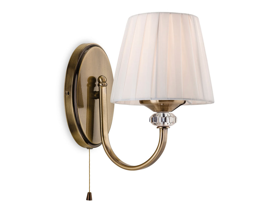 Langham Single Wall - Antique Brass with Pleated Cream Shade