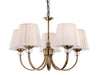 Langham 5 Light Fitting - Antique Brass with Pleated Cream Shade