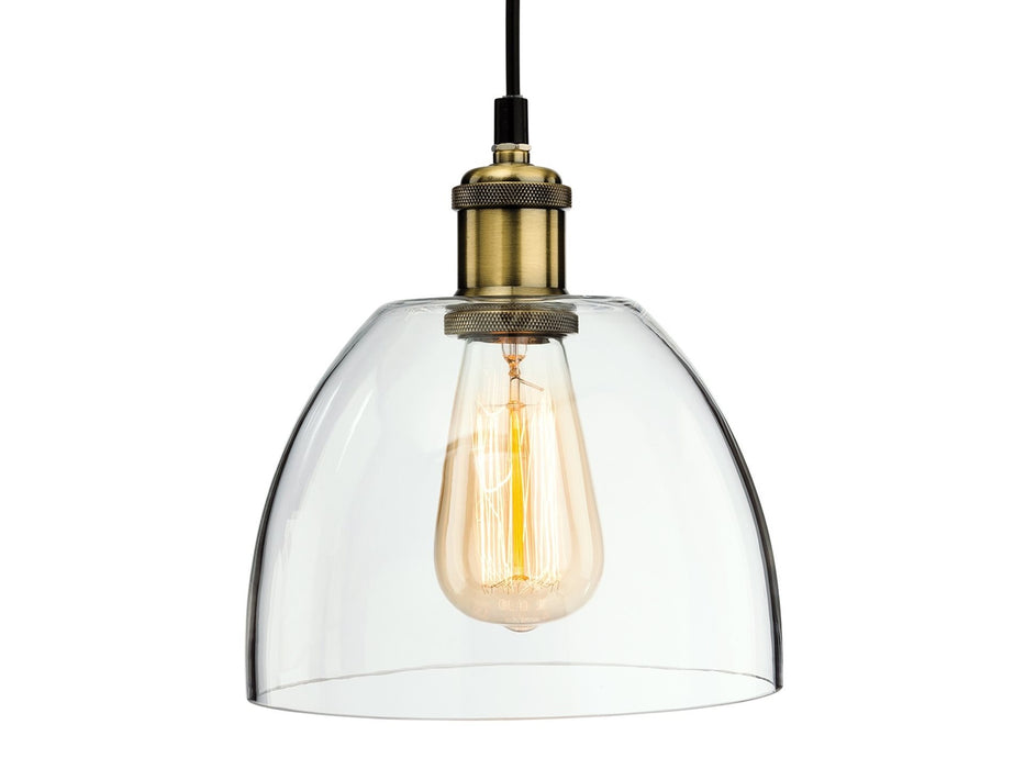 Empire Pendant - Antique Brass with Clear Glass