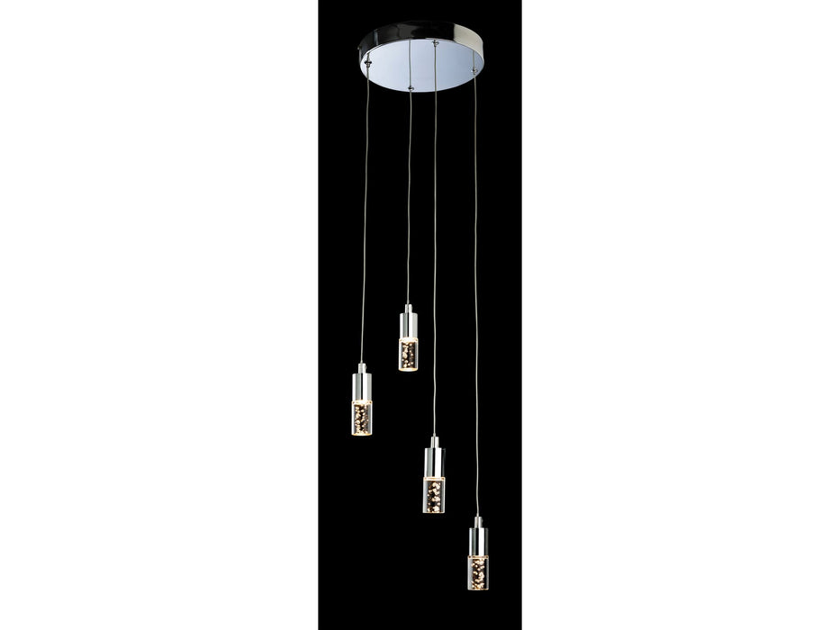 Focus LED 4 Light Pendant - Chrome with Clear Acrylic Bubble Shade