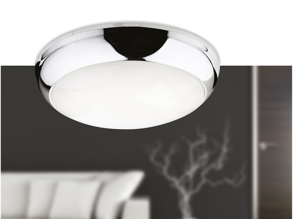 Regis LED Flush Ceiling Fitting - Chrome Polycarbonate with Opal Diffuser