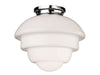 Art Deco Flush Ceiling  Fitting - Chrome with Opal White Glass