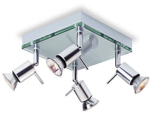 Aqua 4 Light Flush Ceiling Fitting - Aluminium with Clear Glass