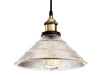 Empire Pendant - Antique Brass with Clear Fluted Glass