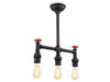 Factory 3 Light Semi Flush Fitting - Rustic Black