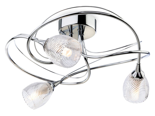 Henley 3 Light Flush Ceiling Fitting - Chrome with Clear Decorative Glass