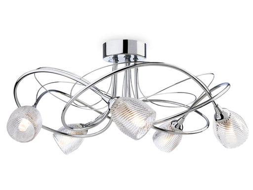 Henley 5 Light Flush Ceiling Fitting - Chrome with Clear Decorative Glass