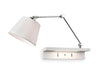 Rex Wall Light with Shelf & USB Port - Chrome with Cream Shade and White Shelf