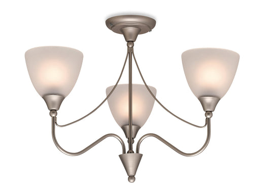 Santana 3 Light Flush Ceiling Fitting - Satin Steel with Opal Glass