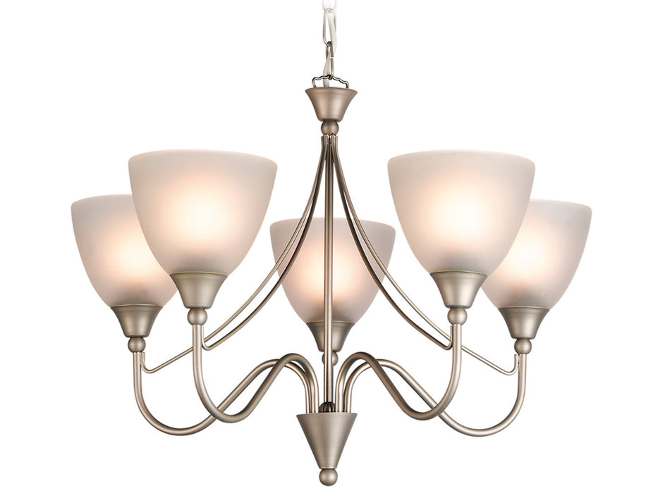 Santana 5 Light Flush Ceiling Fitting - Satin Steel with Opal Glass