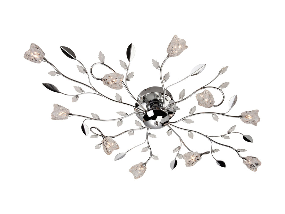 Cindy 10 Light Flush Ceiling Fitting - Chrome with Clear Glass