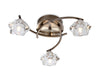 Clara 3 Light Flush Ceiling Fitting - Antique Brass with Clear Glass