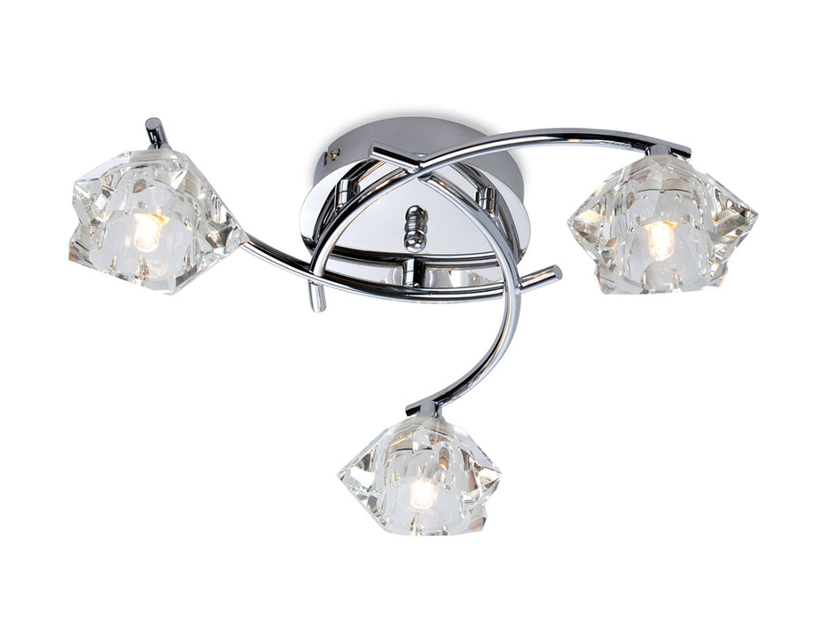 Clara 3 Light Flush Ceiling Fitting - Chrome with Clear Glass