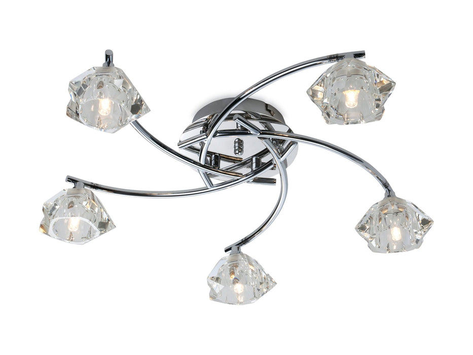 Clara 5 Light Flush Ceiling Fitting - Chrome with Clear Glass