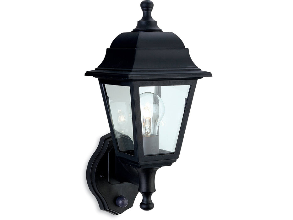 Oslo Resin Lantern - Uplight with PIR - Black