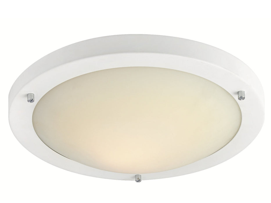 Rondo LED Flush Ceiling Fitting / Wall Light - Matt White with Opal Glass