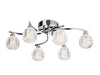 Maple 6 Light Flush Ceiling Fitting - Chrome with Moulded Clear Glass