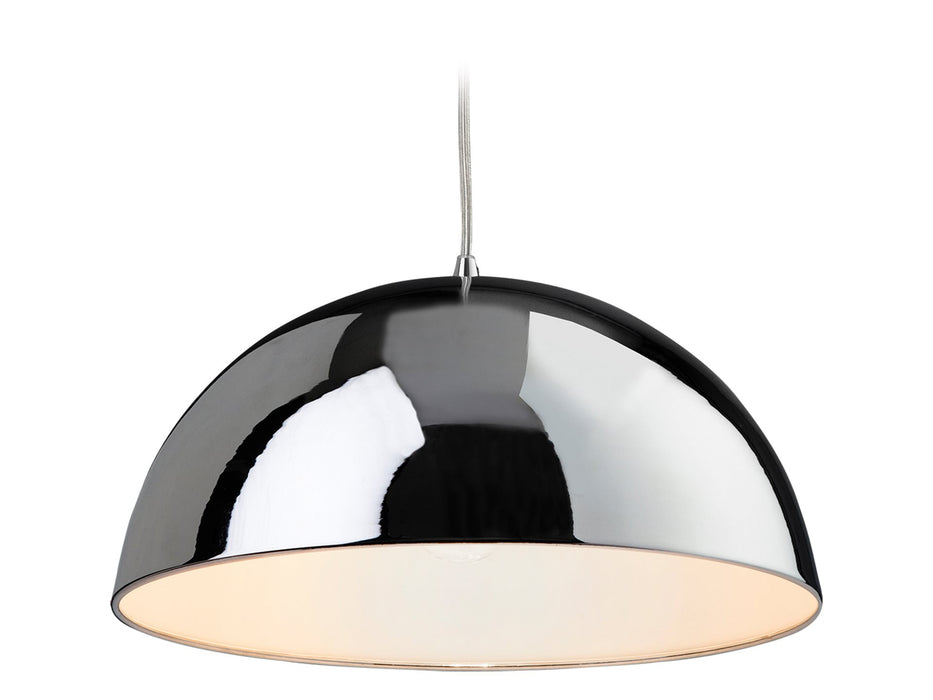 Bistro Pendant - Chrome with White Inside