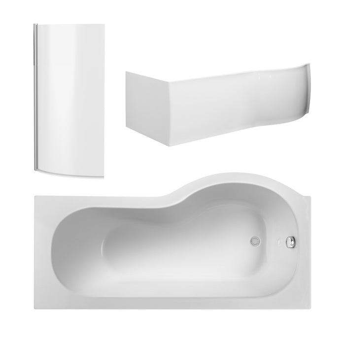 1700mm Left Hand P-Shaped Bath Set