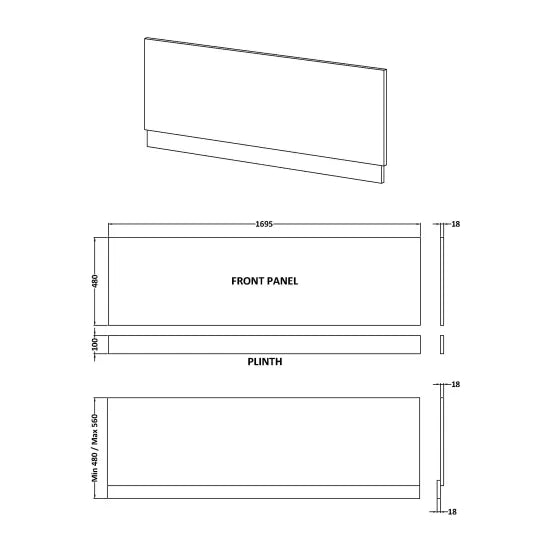 Straight Front Panel & Plinth 1700mm