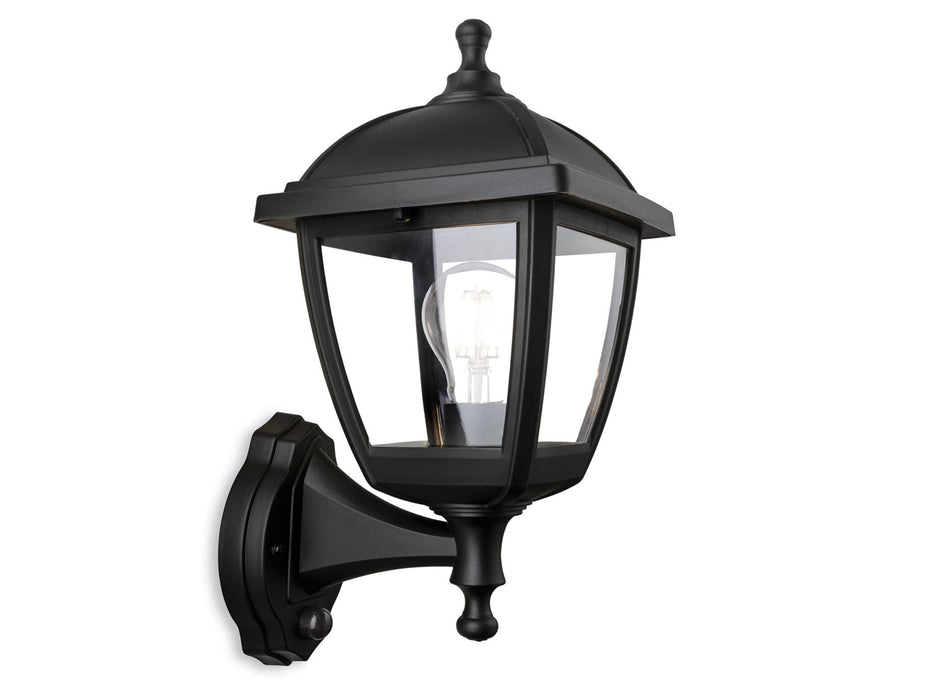 Palma Resin Lantern - Wall Light with PIR - Black