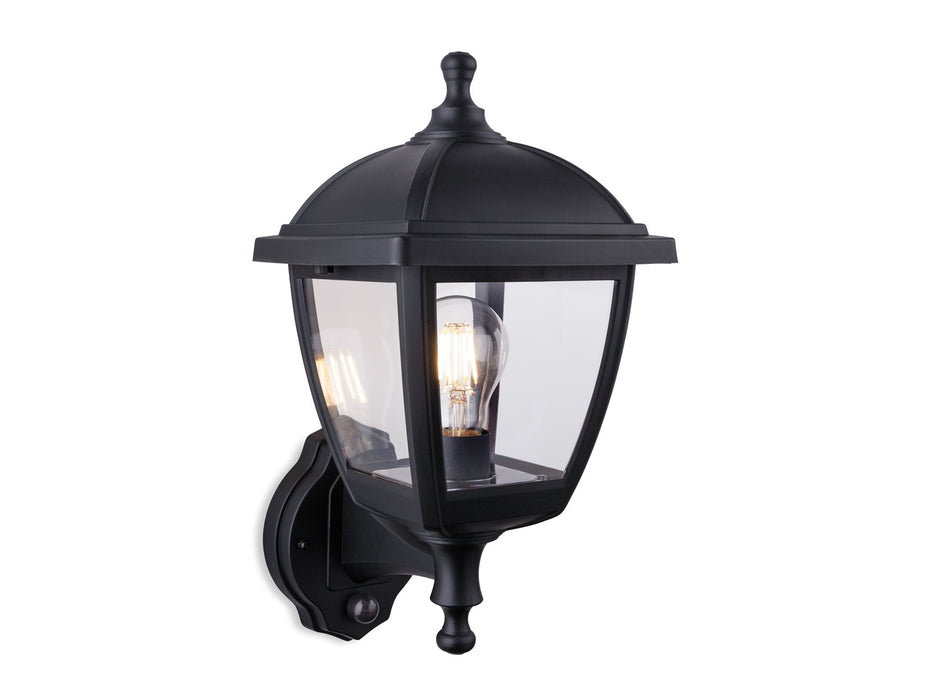 Palma Resin Lantern - Wall Light with PIR - Black