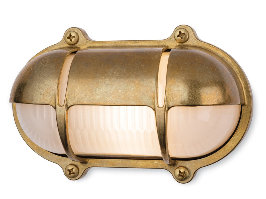 Nautic Bulkhead Light - Brass with Frosted Glass 