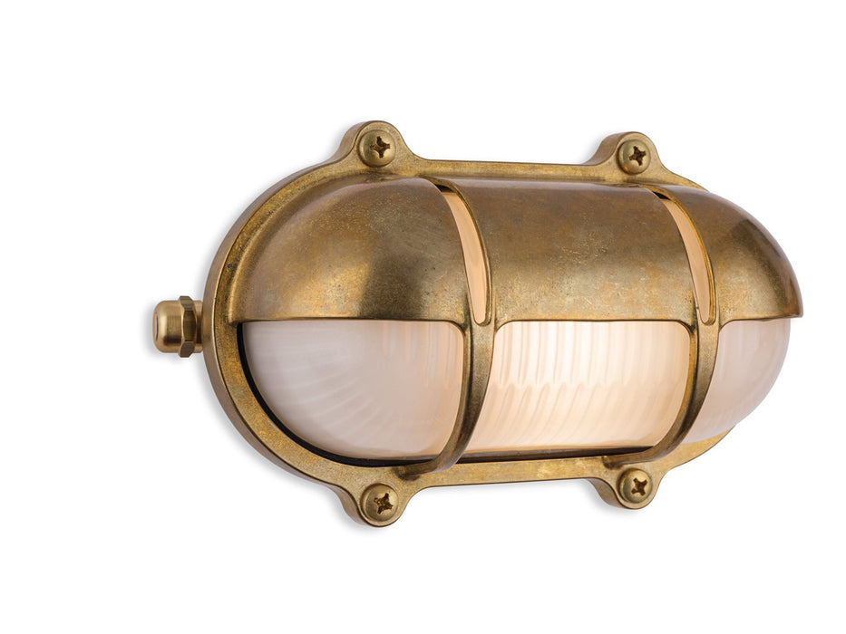 Nautic Bulkhead Light - Brass with Frosted Glass