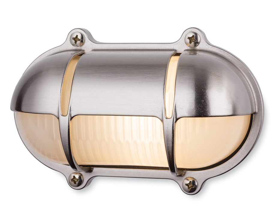 Nautic Bulkhead Light -  Nickel with Frosted Glass