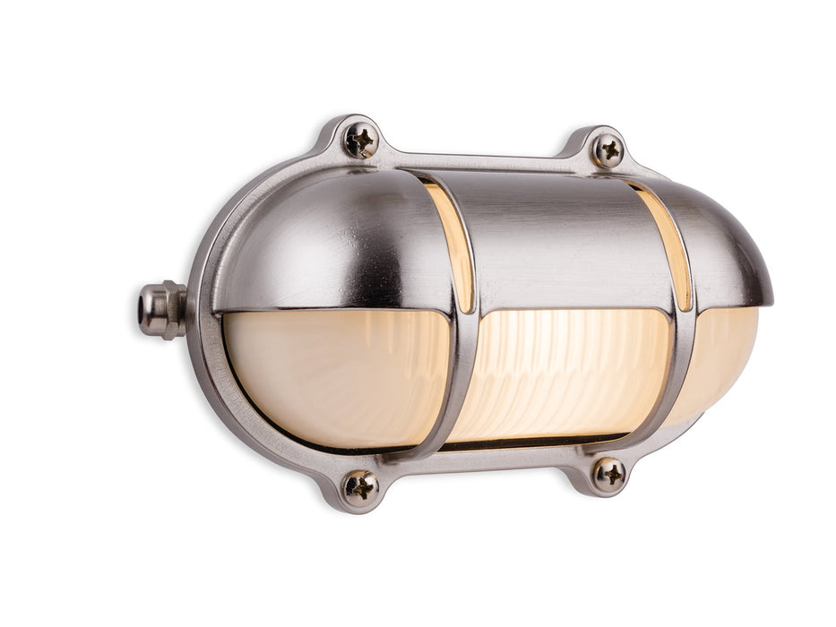 Nautic Bulkhead Light -  Nickel with Frosted Glass